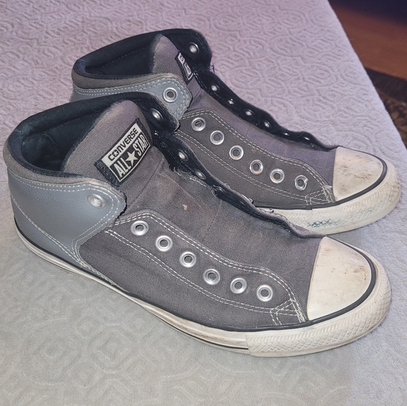 CONVERSE CHUCK TAYLOR 2 Tone Gray Leather & Canvas High Tops - Picture 12 of 13